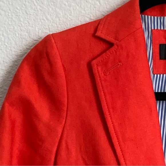 J. Crew Rhode Linen Red Gold Button Classic Blazer - Picture 7 of 13